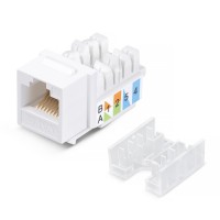 Вставка Keystone Jack RJ-45, категория 5e, заделка 110 тип, белая, со стяжкой Cabeus KJ-RJ45-Cat.5e-90-SW