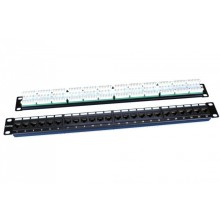 Патч-панель 19", 1U, 24 порта RJ-45, категория 5e, Dual IDC, ROHS, цвет черный Hyperline PP3-19-24-8P8C-C5E-110D