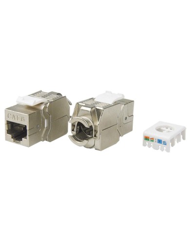 Вставка Keystone Jack RJ-45(8P8C) Hyperline KJ8-8P8C-C6-180-TLS-SH-F-WH в Сочи Модули Keystone Pintop.ru