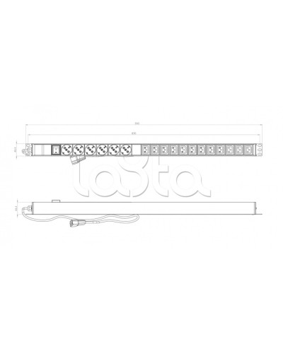 Блок розеток вертикальный черн Hyperline (SHE-6SH-12IEC-2.5AIEC) в Сочи Блоки розеток Pintop.ru