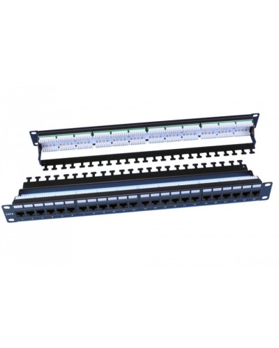 Патч-панель 19, 1U, 24 порта RJ-45, категория 6, Dual IDC, цвет черный Hyperline PP3-19-24-8P8C-C6-110D в Сочи Патч панель Pintop.ru
