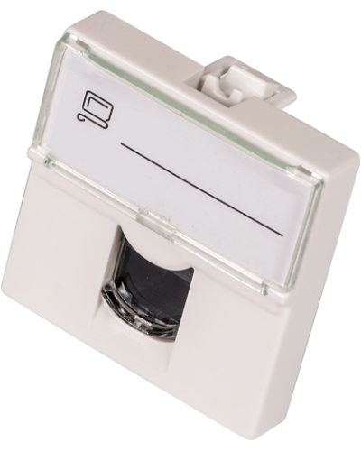 Вставка Mosaic 45x45, RJ-45 UTP, кат.6, со шторкой и увеличенным окном маркировки, белая LANMASTER LAN-SIP-23U6-WH в Сочи Аксессуары для кабель-канала Pintop.ru