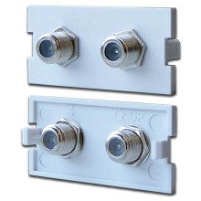 Вставка модульная с 2хF адаптерами в розетку LAN-MB, белая LANMASTER LAN-MBP-2TV/F-WH