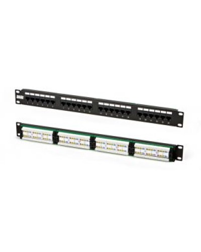 Патч-панель высокой плотности 19, 0.5U, 24 порта RJ-45, категория 5e, Dual IDC Hyperline PPHD-19-24-8P8C-C5e-110D в Сочи Патч панель Pintop.ru