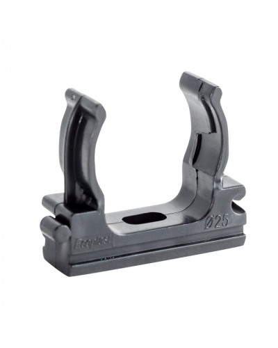 CF25G Держатель (клипса), без галогена, для труб D25мм, цвет чёрный (10шт) Экопласт (41725-10HF-BL) в Сочи Держатели, клипсы, скобы Pintop.ru