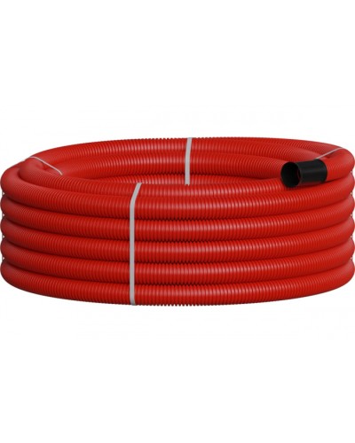 NR075 Двустенная труб.а ПНД гибкая, тип 450, SN18, с зондом, D75мм (20м) цвет красный Экопласт 801075-20 в Сочи Гладкая труба Pintop.ru