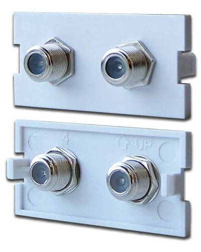 Вставка модульная с 2хF адаптерами в розетку LAN-MB, белая LANMASTER LAN-MBP-2TV/F-WH в Сочи Коннекторы Pintop.ru