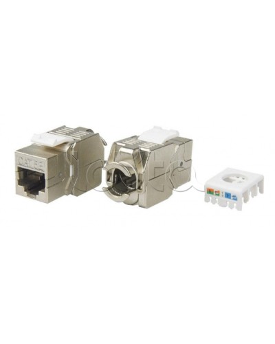 Вставка Keystone Jack RJ-45(8P8C) Hyperline KJ8-8P8C-C5e-180-TLS-SH-F-WH в Сочи Модули Keystone Pintop.ru