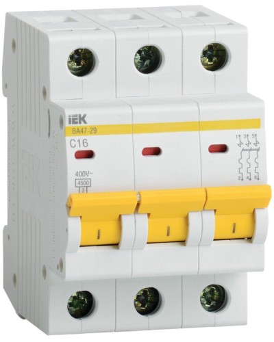 Авт. выкл. ВА47-29 3Р 25А 4,5кА х-ка С GENERICA IEK (MVA25-3-025-C) в Сочи Электротехническое оборудование Pintop.ru