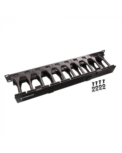 Кабельный органайзер 19 c пластиковыми пальцами глубиной 106 мм и крышкой, 1U LANMASTER (LAN-ORG-PF/S-1U) в Сочи Кабельные органайзеры Pintop.ru