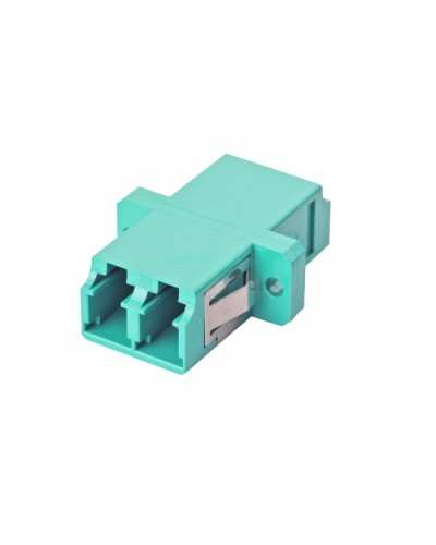 Оптический адаптер OM3, дуплекс LC, с фланцами, бирюзовый Eurolan (36A-30-2L-02AQ) в Сочи Проходные адаптеры и розетки оптические Pintop.ru