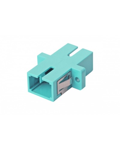 Оптический адаптер OM3, симплекс SC, с фланцами, бирюзовый Eurolan (36A-30-SC-02AQ) в Сочи Проходные адаптеры и розетки оптические Pintop.ru