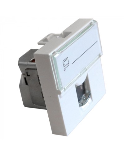 Вставка Mosaic 45x45, RJ-45 STP, кат.6, со шторкой и увеличенным окном маркировки, белая LANMASTER LAN-SIP-23S6-WH в Сочи Модули Keystone Pintop.ru