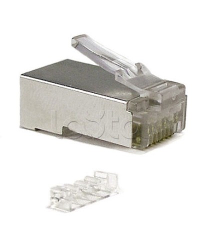 Коннектор RJ-45 под витую пару, категория 6 (50 µ/ 50 микродюймов), экранированный, универсальный (для одножильного и многожильного кабеля), со вставкой Cabeus 8P8C-SH-C6-TWP в Сочи Коннекторы и разъемы Pintop.ru