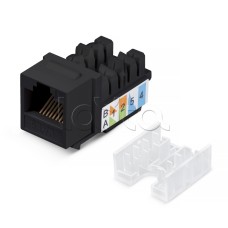 Вставка Keystone Jack RJ-45, категория 5e, заделка тип 110, черная, со стяжкой Cabeus KJ-RJ45-Cat.5e-90-SW-BK