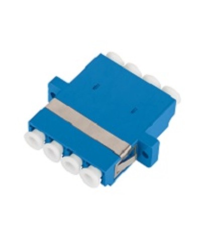 Адаптер NIKOMAX волоконно-оптический, соединительный, одномодовый, стандарта OS2, LC/UPC-LC/UPC, квадро, пластиковый, без шторки, с фланцами, синий, уп-ка 2шт. в Сочи Проходные адаптеры и розетки оптические Pintop.ru