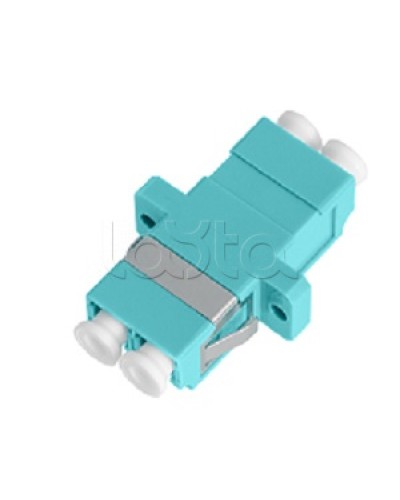 Адаптер NIKOMAX волоконно-оптический, соединительный, многомодовый, стандарта OM3, LC/UPC-LC/UPC, двойной, пластиковый, без шторки, с фланцами, аква, уп-ка 2шт. NIKOMAX (NMF-OA2M3-FN-LCU-LCU-AQ-2) в Сочи Проходные адаптеры и розетки оптические Pint