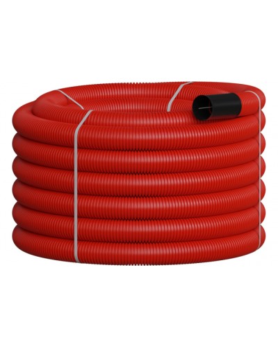 NR110 Двустенная труб.а ПНД гибкая, тип 450, SN12, с зондом, D110мм (20м) цвет красный Экопласт 801110-20 в Сочи Гладкая труба Pintop.ru