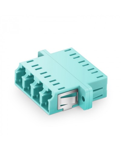 Оптический адаптер OM3, квадро LC, с фланцами, бирюзовый Eurolan (36A-30-4L-02AQ) в Сочи Проходные адаптеры и розетки оптические Pintop.ru