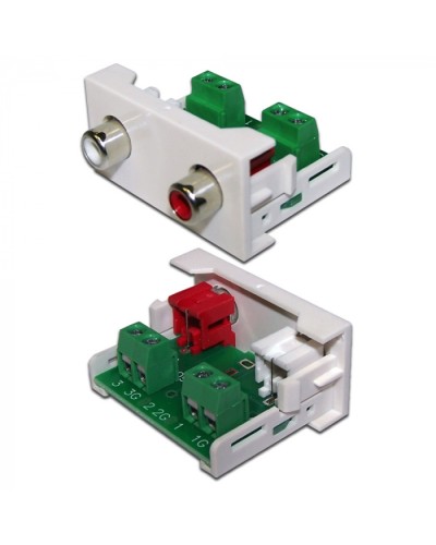 Вставка Mosaic 22.5x45 2xRCA Stereo Audio, белая LANMASTER (LAN-WA-LP-2RCA-WH) в Сочи Коннекторы и разъемы Pintop.ru