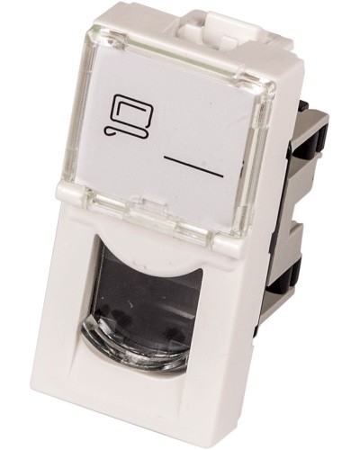 Вставка Mosaic 22.5x45, RJ-45 UTP, белая LANMASTER (LAN-SIP-22U5E-WH) в Сочи Коннекторы и разъемы Pintop.ru