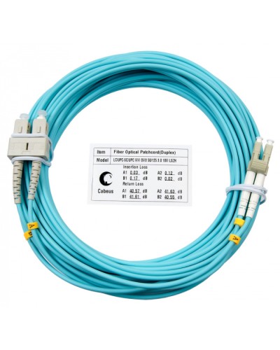 Шнур оптический duplex LC-SC 50/125 mm OM3 25м LSZH Cabeus FOP-50-LC-SC-25m в Сочи Патч-корды и пигтейлы Pintop.ru