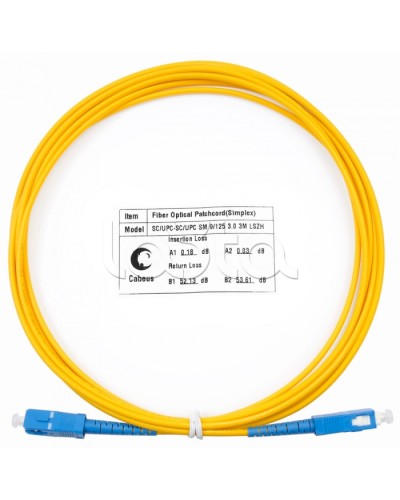 Патч-корд волоконно-оптический (шнур) SM 9/125 simplex SC-SC LSZH (3м) Cabeus FOP(s)-9-SC-SC-3m в Сочи Патч-корды оптические Pintop.ru