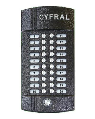 Блок вызова аудиодомофона на 20 абонентов Цифрал M-20M/T в Сочи Блоки вызова многоабонентные Pintop.ru