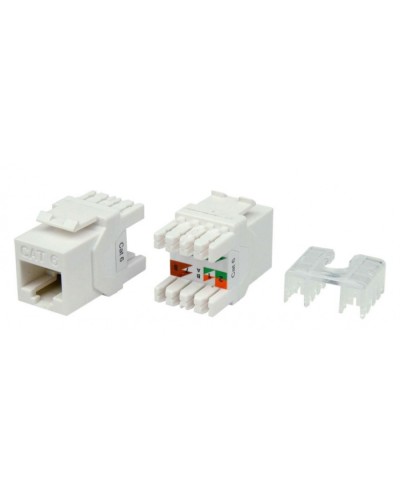 Вставка Keystone Jack RJ-45(8P8C) Hyperline KJ8-8P8C-C6-180-WH в Сочи Модули Keystone Pintop.ru