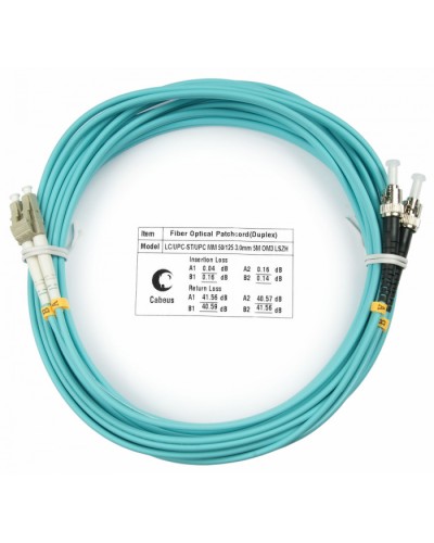 Шнур оптический duplex LC-ST 50/125 mm OM3 15м LSZH Cabeus FOP-50-LC-ST-15m в Сочи Патч-корды и пигтейлы Pintop.ru