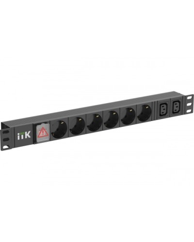 ITK 6 розеток нем. ст. + 2 С13 LED 1U вх. С14 алюмин.(PH12-6D2C133) в Сочи Блоки розеток Pintop.ru