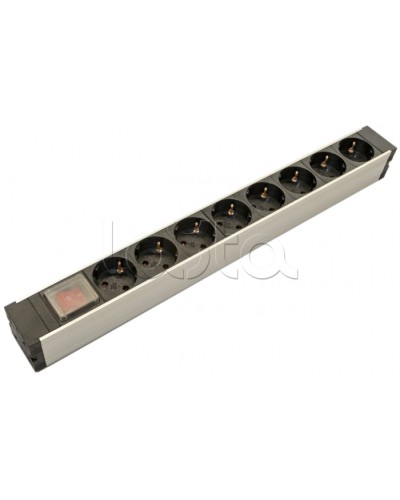 Блок розеток для 19 шкафов, горизонтальный Hyperline (SHZ19-8SH-S-IEC) в Сочи Блоки розеток Pintop.ru