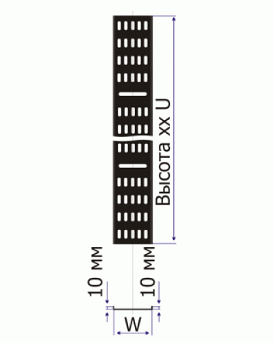 Лоток вертикальный кабельный для шкафов 18U, шириной 200 мм, черный TWT TWT-CB-CTR-18U-2 в Сочи Кабельные лотки Pintop.ru