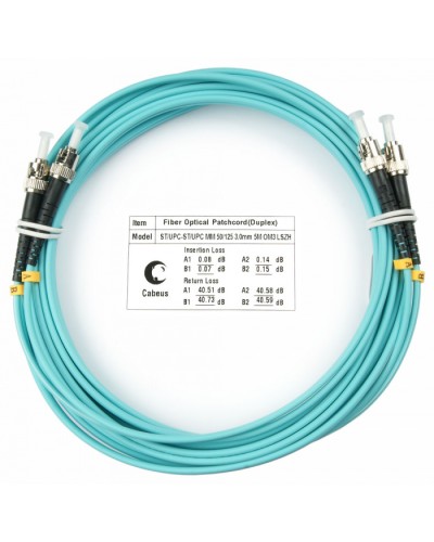 Шнур оптический duplex ST-ST 50/125 mm OM3 7м LSZH Cabeus FOP-50-ST-ST-7m в Сочи Патч-корды и пигтейлы Pintop.ru