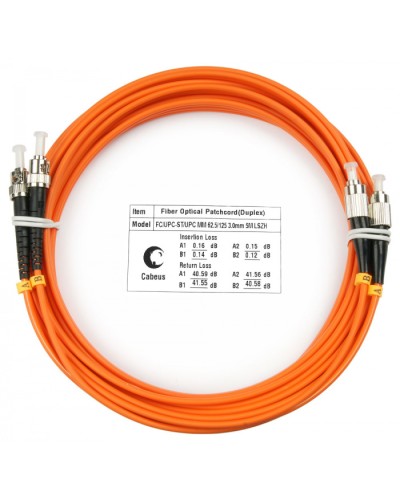 Шнур оптический duplex FC-ST 62,5/125 mm 20м LSZH Cabeus FOP-62-FC-ST-20m в Сочи Патч-корды оптические Pintop.ru