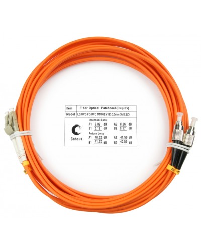 Шнур оптический duplex LC-FC 62,5/125 mm 15м LSZH Cabeus FOP-62-LC-FC-15m в Сочи Патч-корды оптические Pintop.ru
