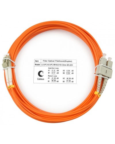 Шнур оптический duplex LC-SC 62,5/125 mm 5м LSZH Cabeus FOP-62-LC-SC-5m в Сочи Патч-корды оптические Pintop.ru