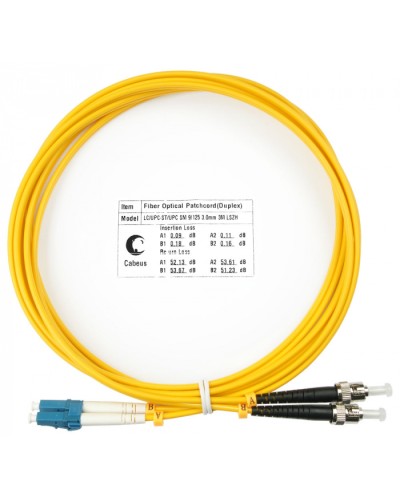 Шнур оптический duplex LC-ST 9/125 sm 3м LSZH Cabeus FOP(d)-9-LC-ST-3m в Сочи Патч-корды оптические Pintop.ru