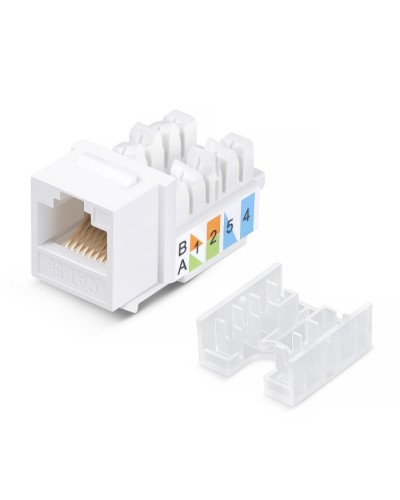 Вставка Keystone Jack RJ-45, категория 5e, заделка 110 тип, белая, со стяжкой Cabeus KJ-RJ45-Cat.5e-90-SW в Сочи Модули Keystone Pintop.ru