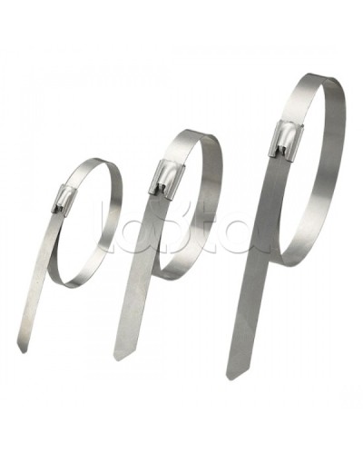 Стяжка неразъемная стальная, коррозионно-стойкая (нержавеющая сталь 304L), 300x4.6x0.3мм, (100 шт) в Сочи Стяжки-хомуты Pintop.ru