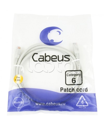 Шнур коммутационный 2xRJ-45/8P8C U/UTP кат.6 (1.5 м) Cabeus PC-UTP-RJ45-Cat.6-1.5m в Сочи Патчкорды (медные) Pintop.ru