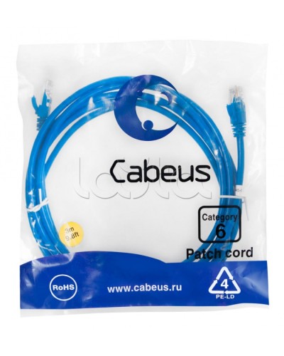 Патч-корд UTP, категория 6, 3 м, неэкранированный, синий Cabeus PC-UTP-RJ45-Cat.6-3m-BL в Сочи Патчкорды (медные) Pintop.ru