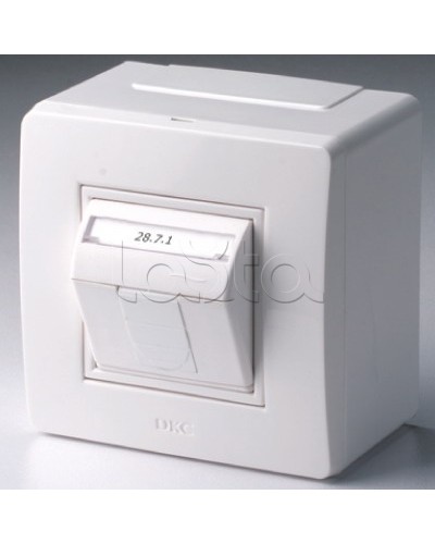 Коробка в сборе с 1 розеткой RJ45, кат.5е (телефон / компьютер), белая DKC 10665 в Сочи Распределительные коробки Pintop.ru