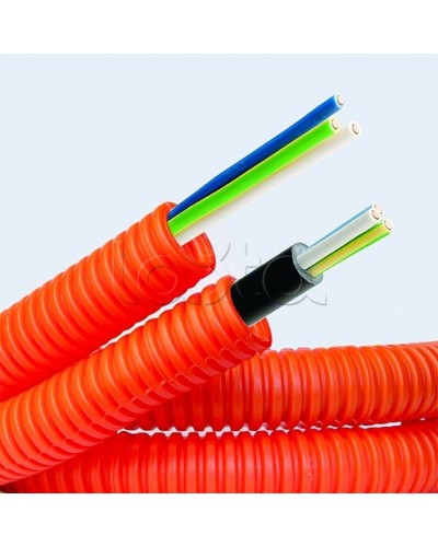 Электротруба ПНД гибкая гофр. д.16мм, цвет оранжевый, с кабелем ВВГнг(А)-LS 3х1,5мм² РЭК ГОСТ+, 100м DKC 7L916100 в Сочи Труба гофрированная Pintop.ru
