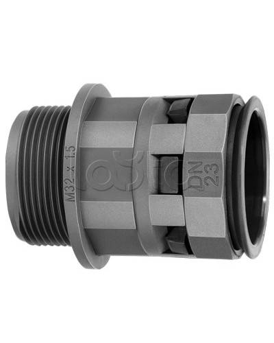 Муфта труба-коробка DN 48 мм, М63х1,5, полиамид, цвет черный DKC PAM48M63N в Сочи Повороты, муфты, тройники Pintop.ru