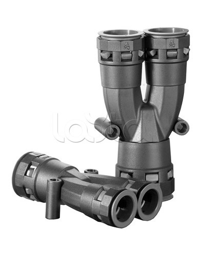 Разветвитель DN 1х17 + 2х12 мм, полиамид, цвет черный DKC PAY171212N в Сочи Повороты, муфты, тройники Pintop.ru