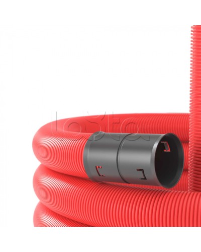 Двустенная труба ПНД D90мм без протяжки (50м уп) красная DKC (120990) в Сочи Труба гофрированная Pintop.ru