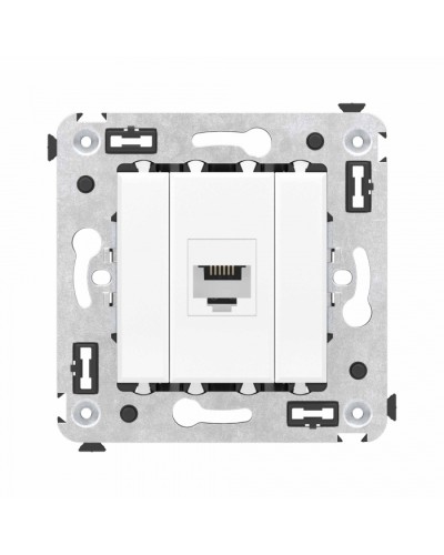 Телефонная розетка RJ-12 без шторки в стену одинарная, Avanti, Белое облако DKC (4400613) в Сочи Розетки компьютерные и телефонные Pintop.ru