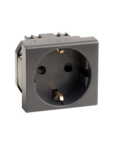 Розетка силовая 2Р+Е, со шторками, «Viva», 2 мод., цвет черный DKC (45205) в Сочи Аксессуары для кабель-канала Pintop.ru