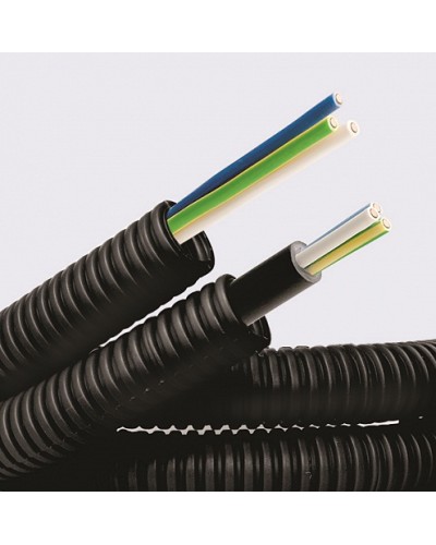 Электротруба ПНД гибкая гофр. д.16мм, цвет черный, с кабелем ВВГнг(А)-LS 3х1,5мм² РЭК ГОСТ+, 50м DKC 7L71650 в Сочи Труба гофрированная Pintop.ru